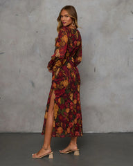 Forested Trails Floral Print Midi Dress