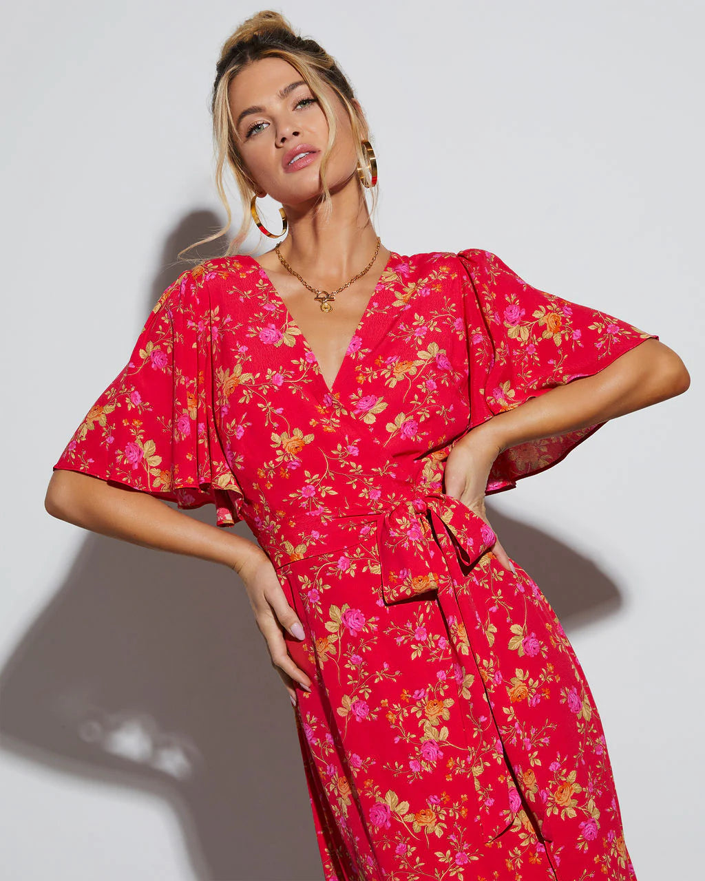 Spring Celebrations Floral Wrap Maxi Dress