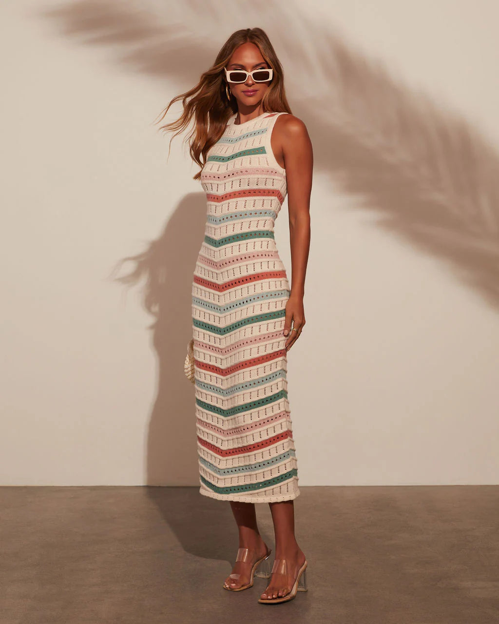 Reyna Chevron Print Tank Midi Dress