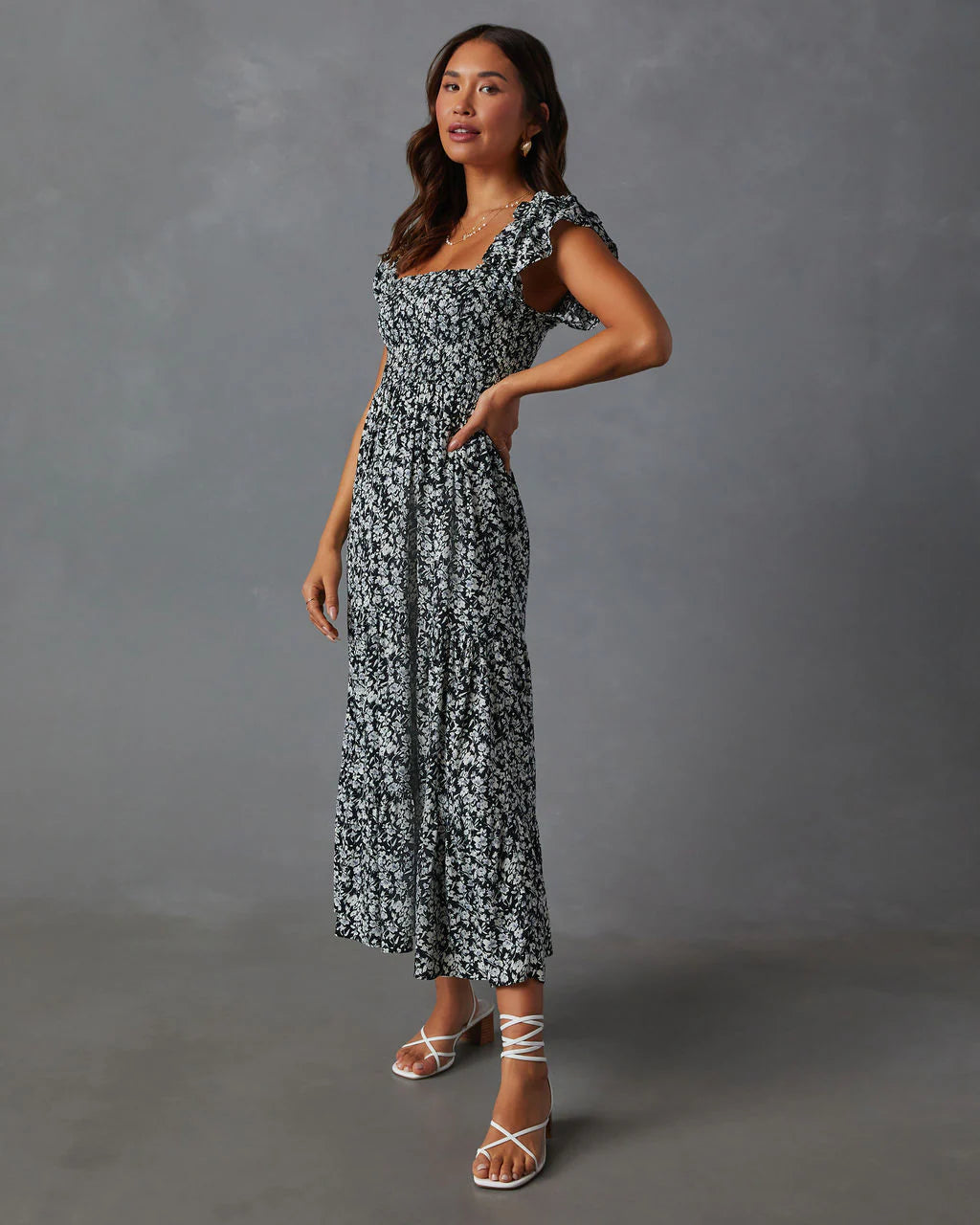 Fables Tiered Smocked Maxi Dress