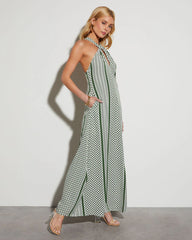 Rylee Striped Halter Neck Maxi Dress