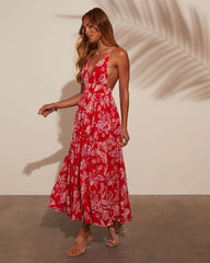 Lisette V-Neck Floral Print Tiered Maxi Dress