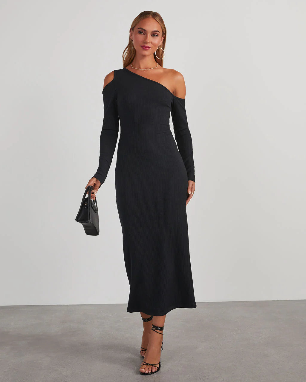 Regina Cutout One Shoulder Knit Midi Dress