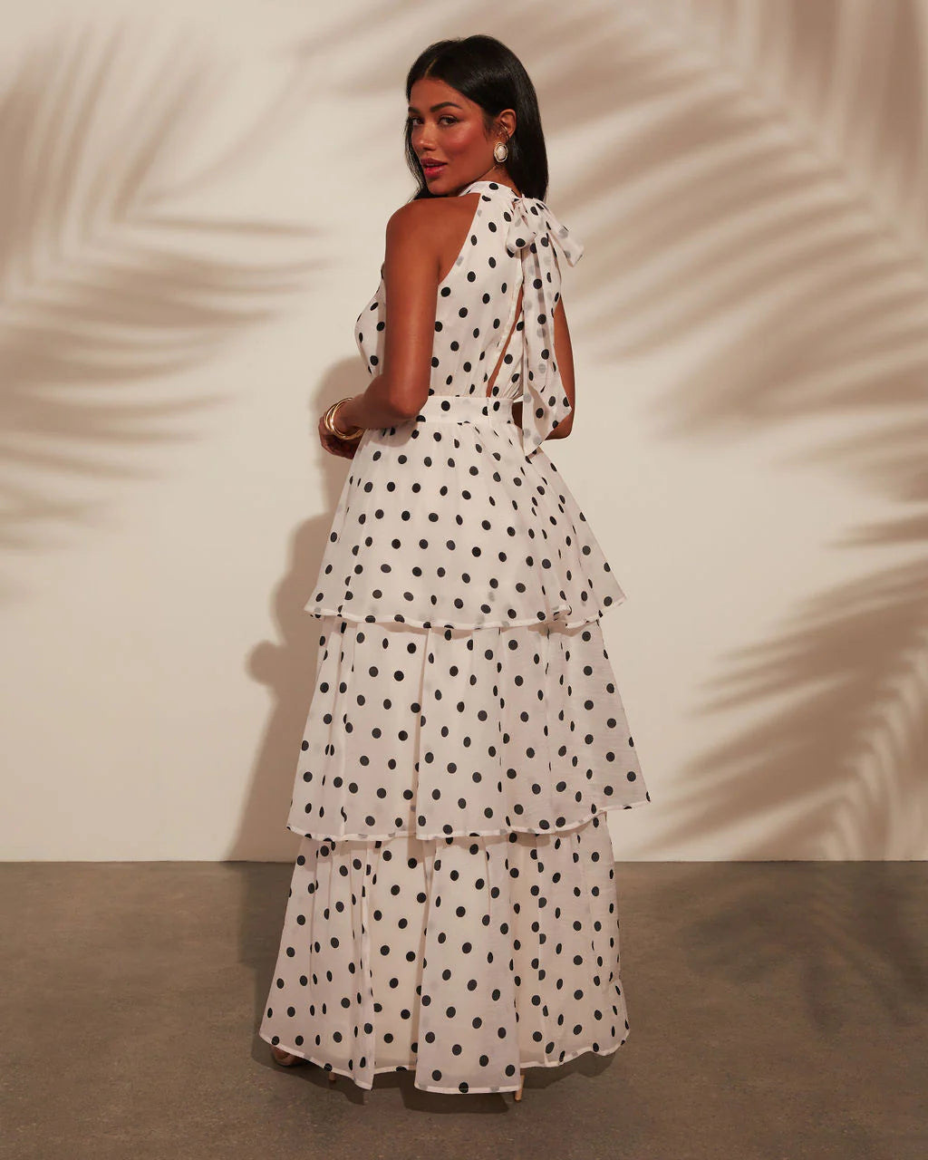 Spanish Riviera Polka Dot Tiered Maxi Dress