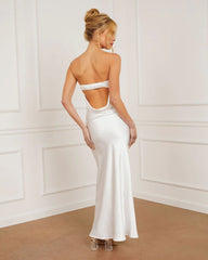 Lovely Affair Satin Strapless Maxi Dress