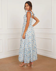 Antonia Printed Tie Shoulder Maxi Dress