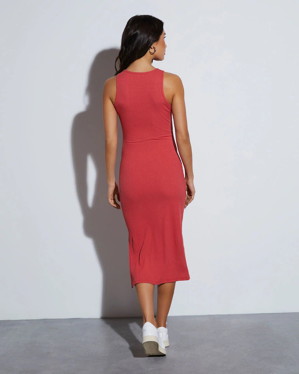 Hillary Ribbed Cotton Blend Midi Dress