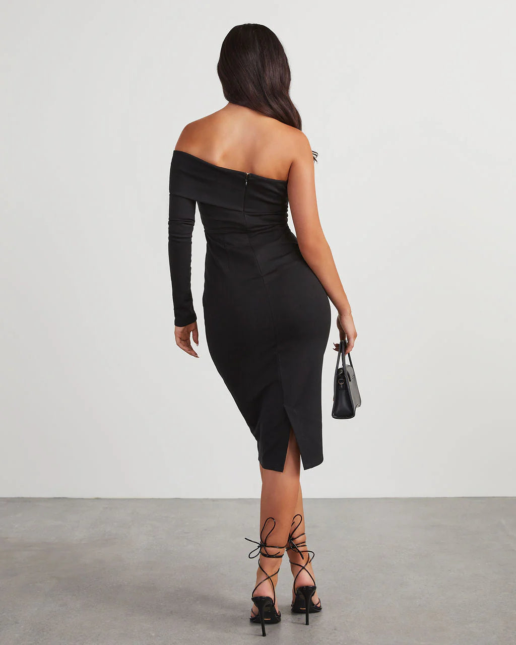 Already Famous One Shoulder Midi Dress