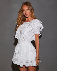 Idalia Lace Trim Tiered Ruffle Mini Dress