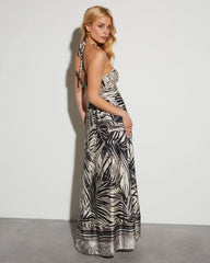 Malani Empire Halter Tropical Maxi Dress