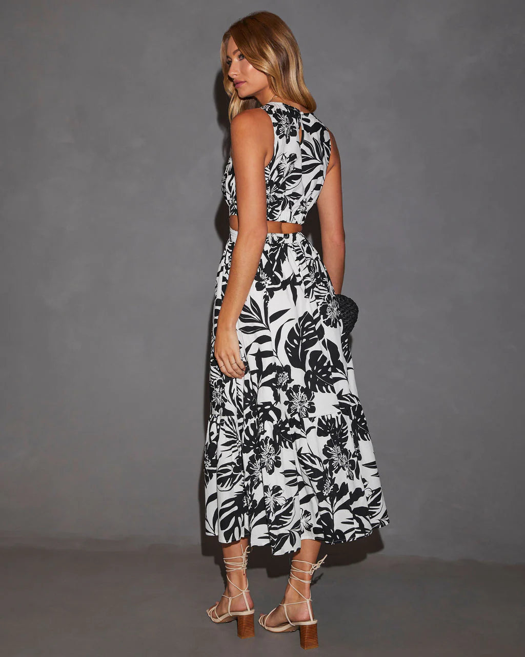 Malakai Tropical Print Midi Dress