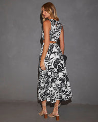 Malakai Tropical Print Midi Dress