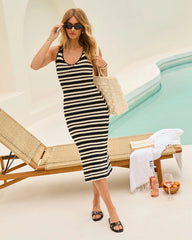 Fleur Striped Coverup Midi Dress