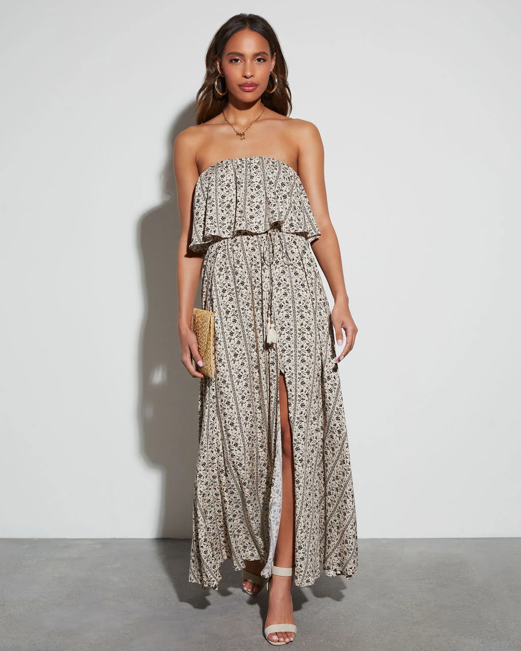 Solstice Strapless Tie Waist Maxi Dress