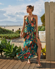 Ophira Tropical Print Maxi Dress