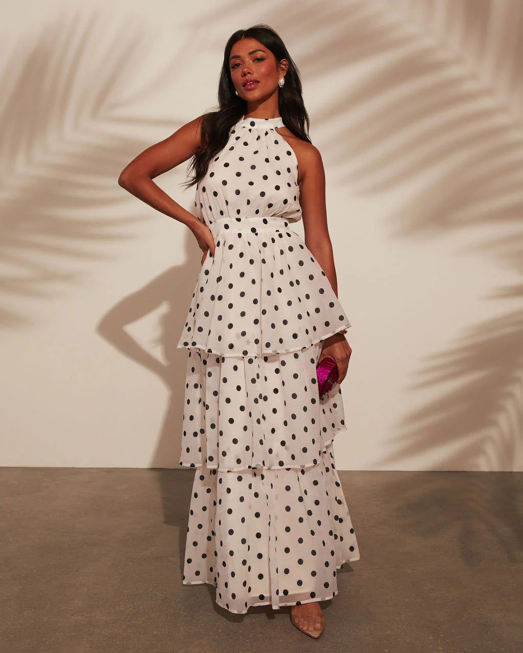 Spanish Riviera Polka Dot Tiered Maxi Dress