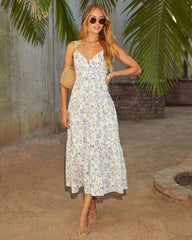 Acaida Button Front Tiered Floral Maxi Dress