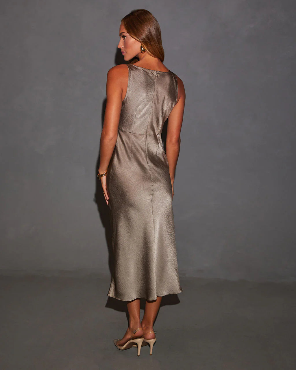 Coastal Crusader Cowl Neck Slip Midi Dress