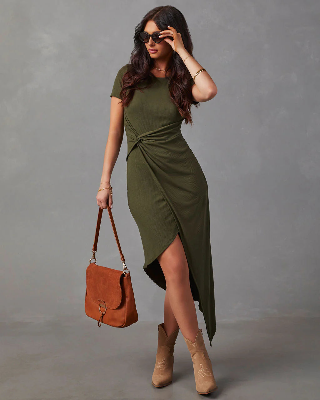 Shannon Twisted Asymmetrical Midi Dress