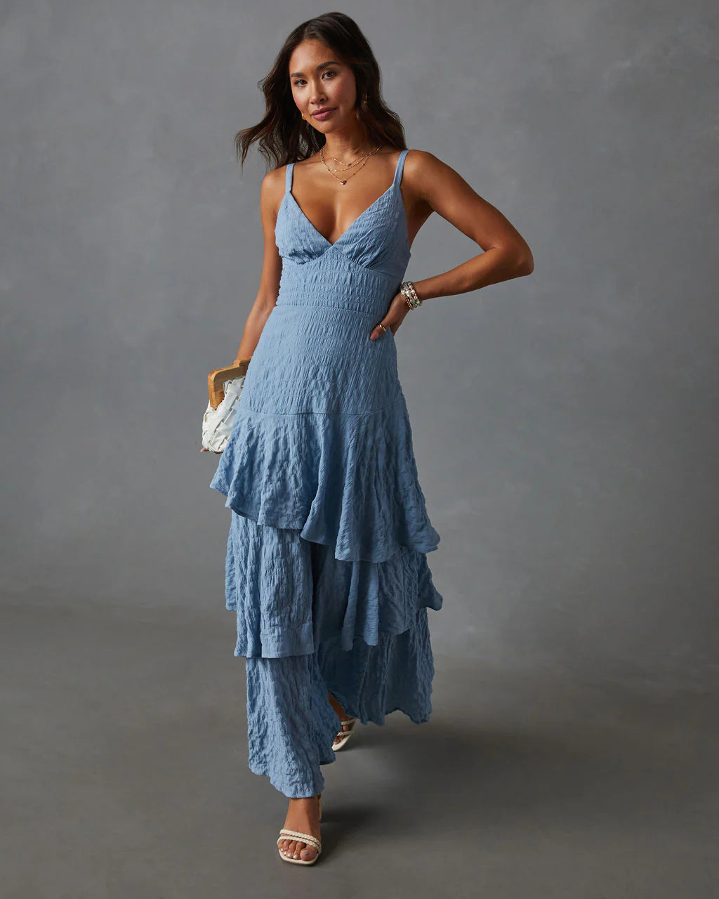 Elora Tiered And Textured Maxi Dress