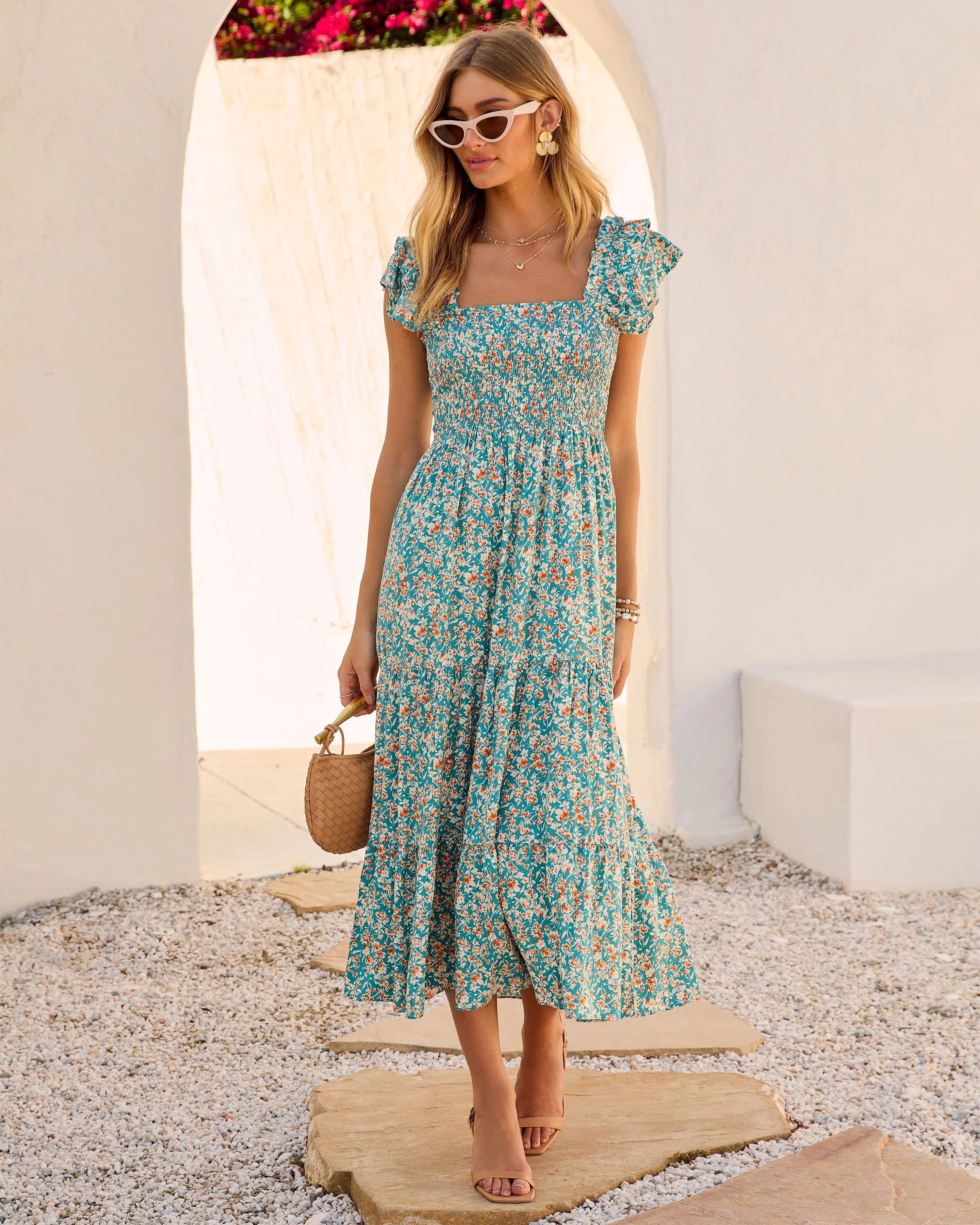 Fables Tiered Smocked Maxi Dress