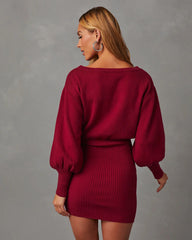 Gellar Ribbed Mini Sweater Dress