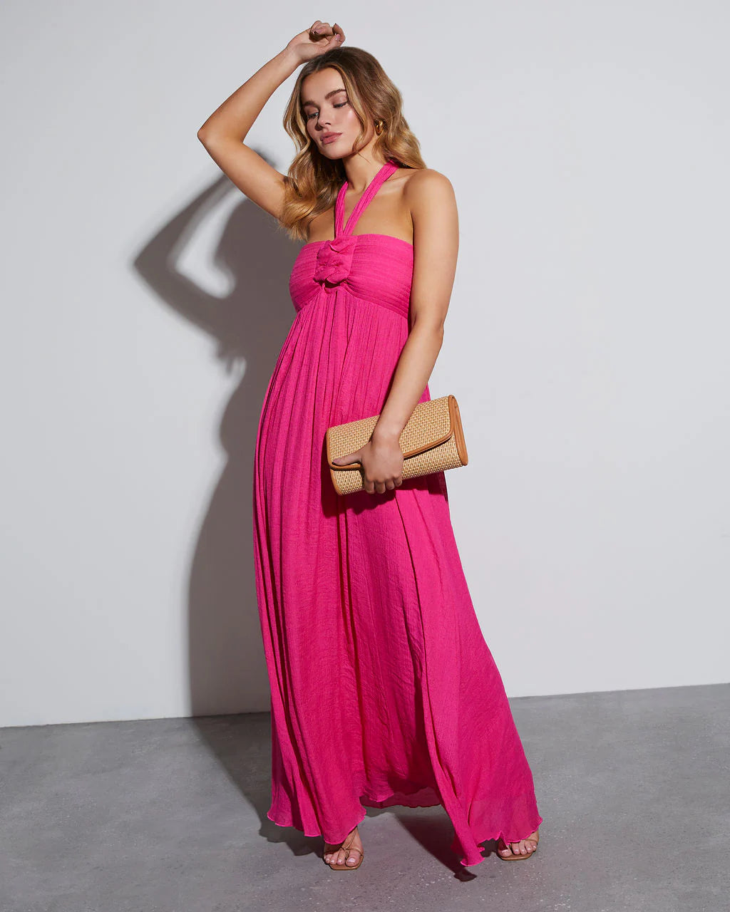 Draya Halter Neck Empire Maxi Dress