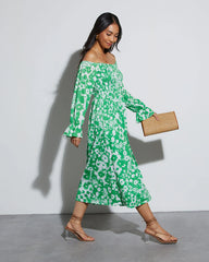 April Floral Off The Shoulder Midi Dress