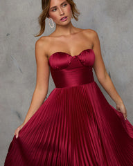 Leanna Strapless Bustier Satin Maxi Dress