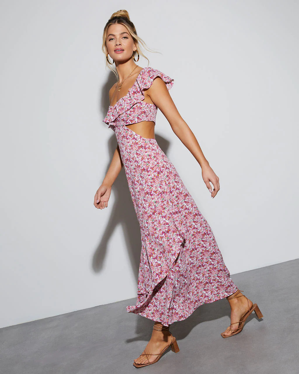 Jolie Floral One Shoulder Maxi Dress