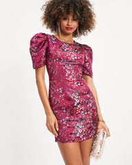 Hidden Gem Floral Puff Sleeve Mini Dress