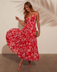 Lisette V-Neck Floral Print Tiered Maxi Dress