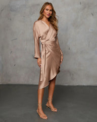 Close Hold Satin Wrap Midi Dress