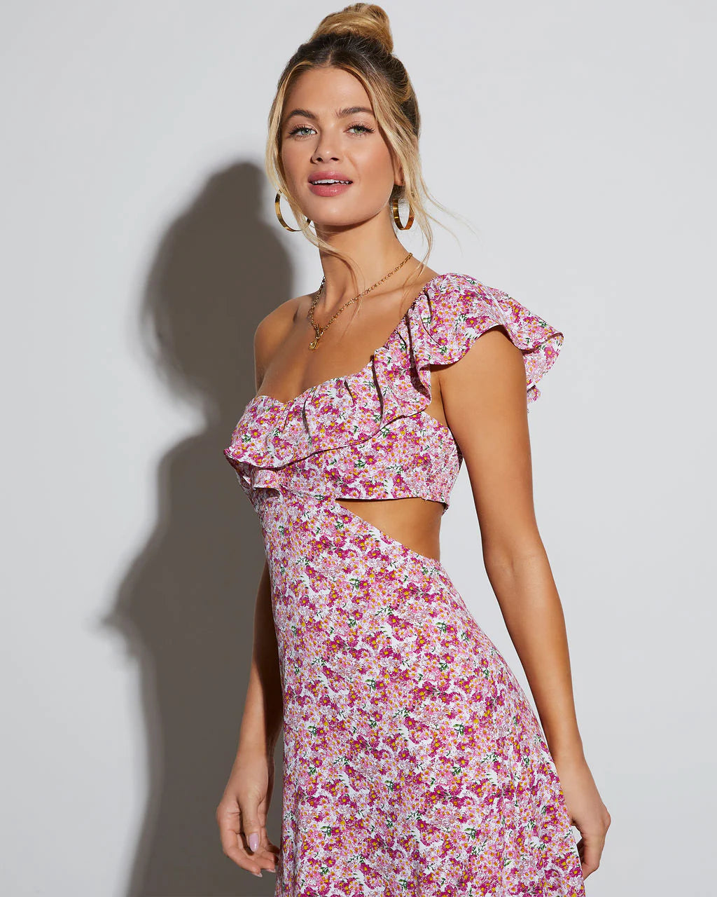 Jolie Floral One Shoulder Maxi Dress