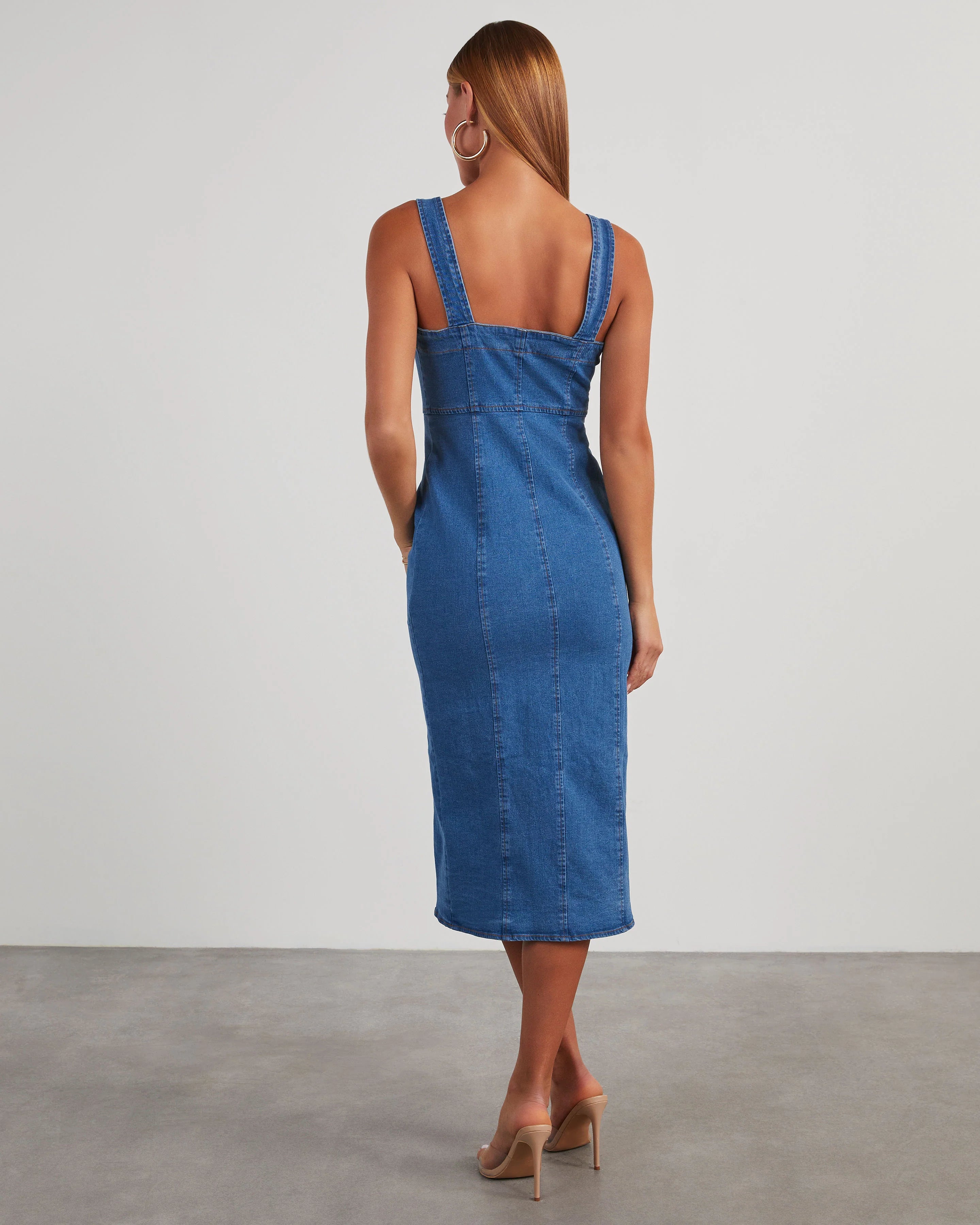 Camden Denim Button Front Midi Dress