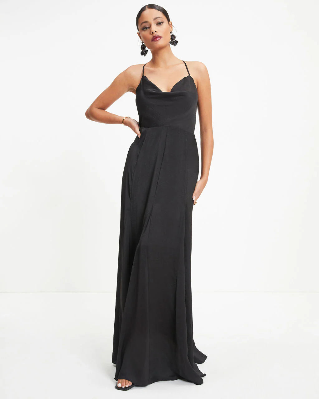 Hey Bella Satin Cowl Neck Maxi Dress