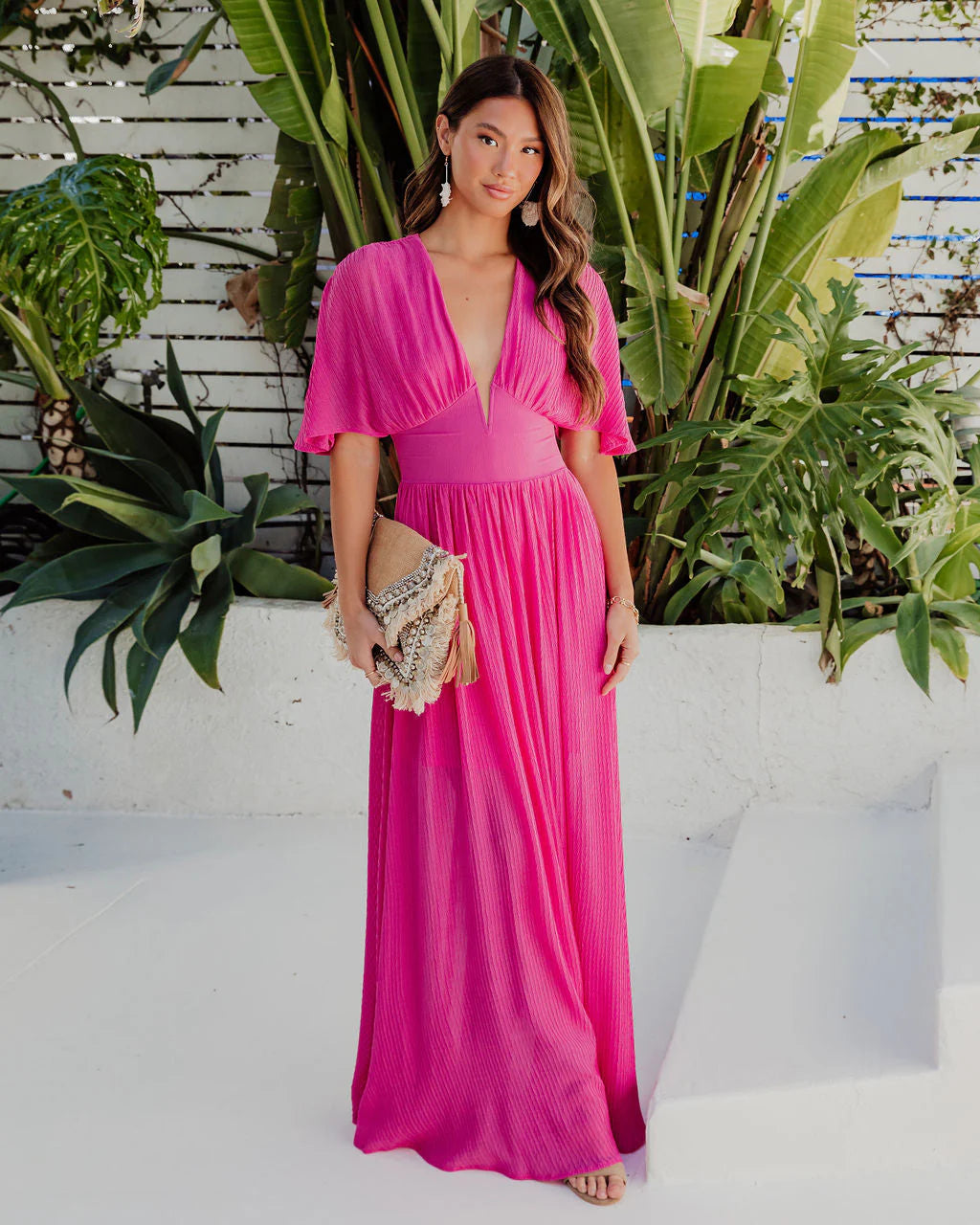 Cathleen Plunge Neck Maxi Dress