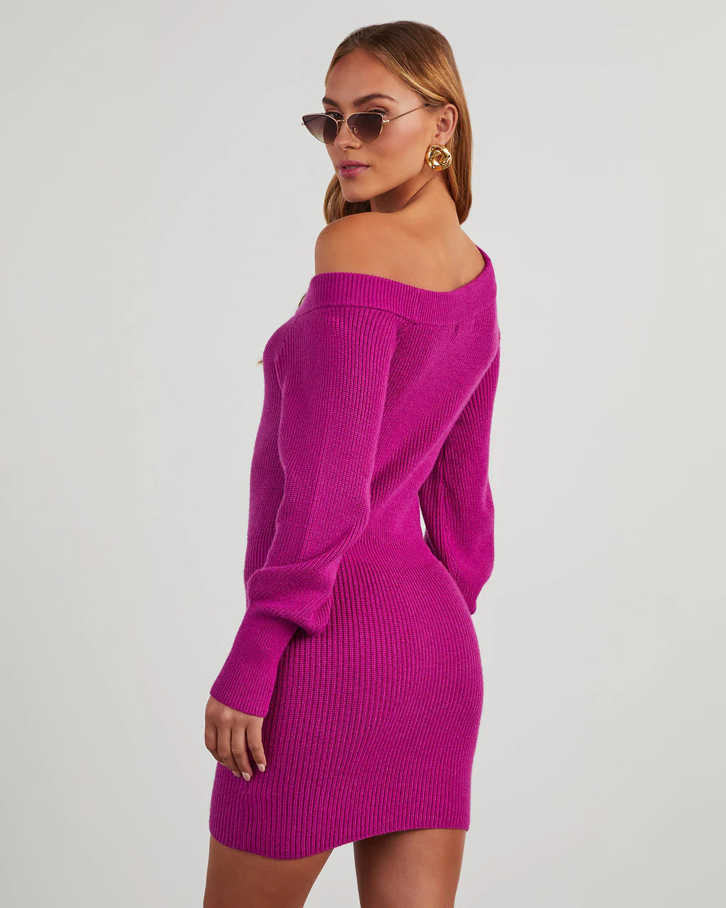 Raina Off Shoulder Mini Sweater Dress