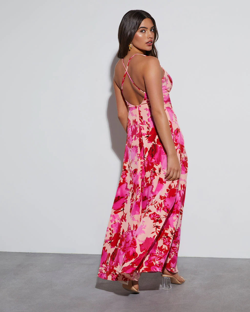 Chiara Floral Cowl Neck Maxi Dress