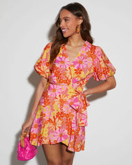 Sienna Floral Wrap Mini Dress