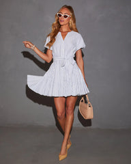 Sherri Puff Sleeve Buttoned Tie Waist Mini Dress