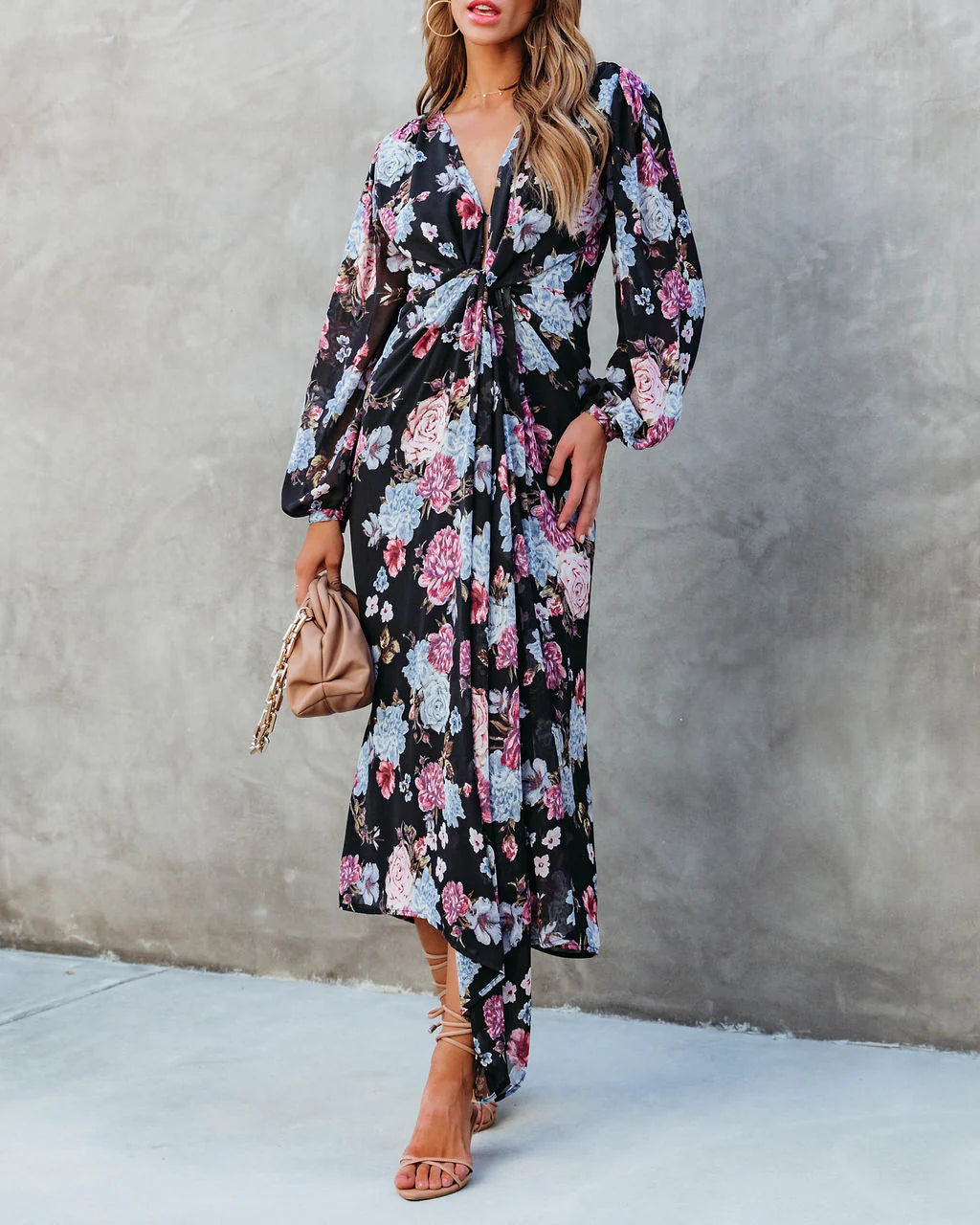 Holley Floral Twist Front Maxi Dress