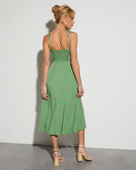 Evergreen Polka Dot Midi Dress