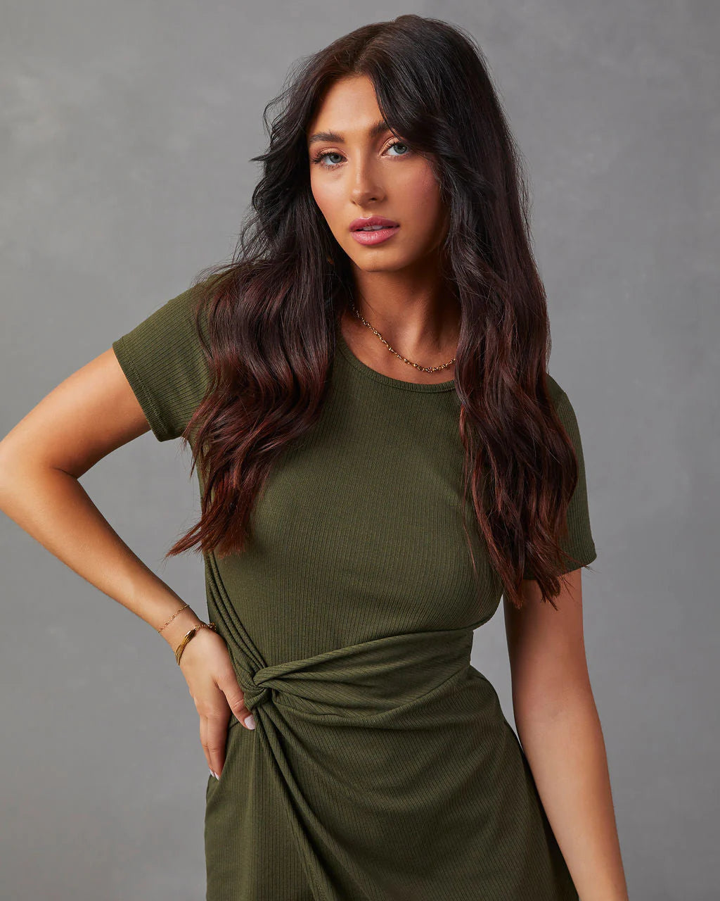 Shannon Twisted Asymmetrical Midi Dress