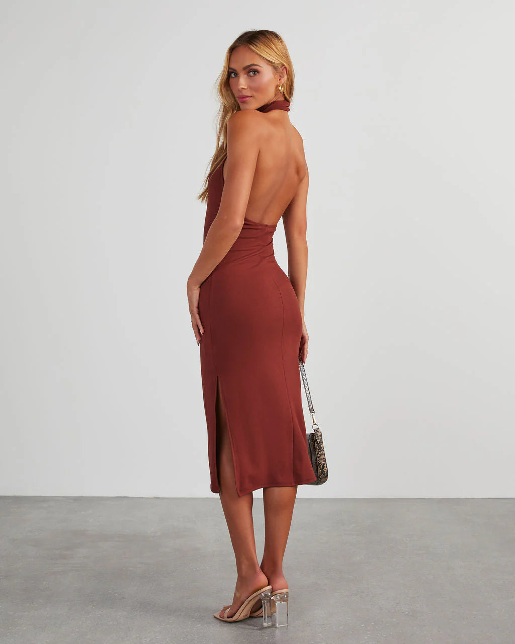 Down The Aisle Halter Neck Midi Dress