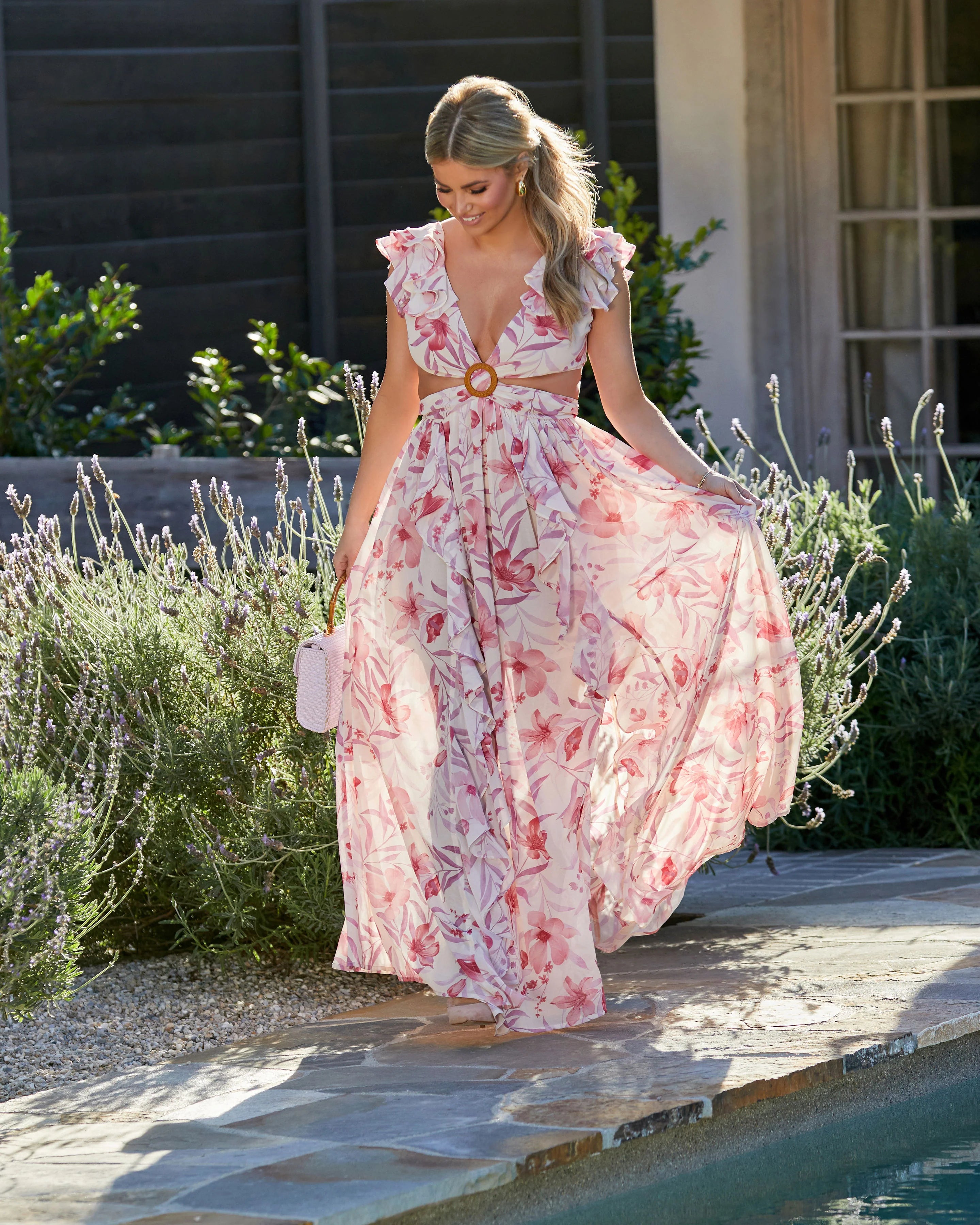 Amber Floral Side Cut Out Maxi Dress