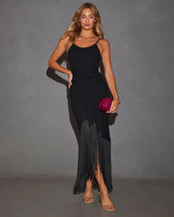 Khloe Tie Front Fringe Maxi Dress