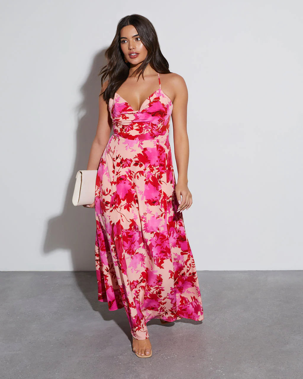 Chiara Floral Cowl Neck Maxi Dress