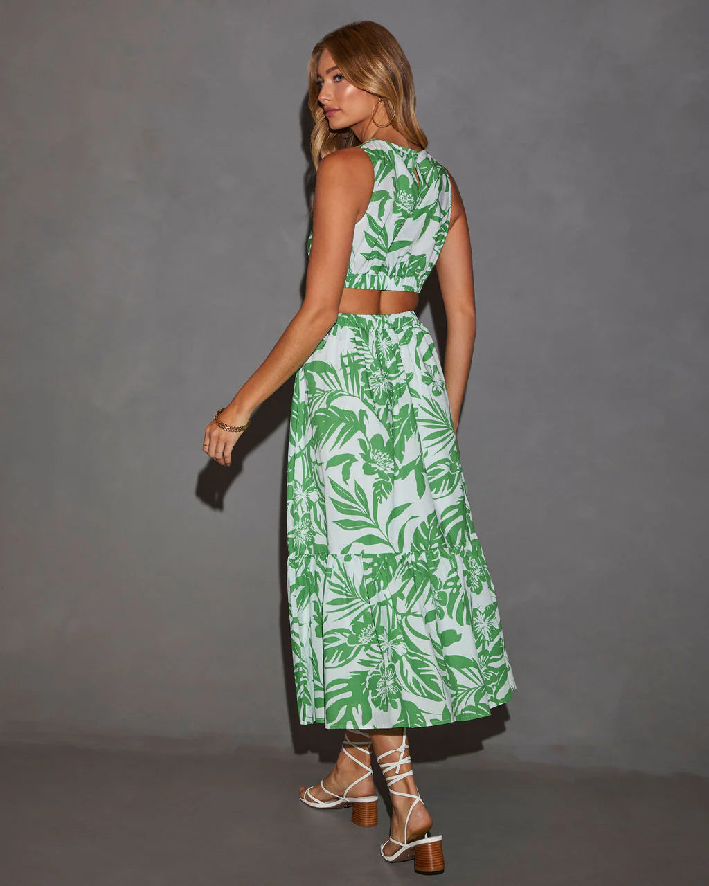 Malakai Tropical Print Midi Dress