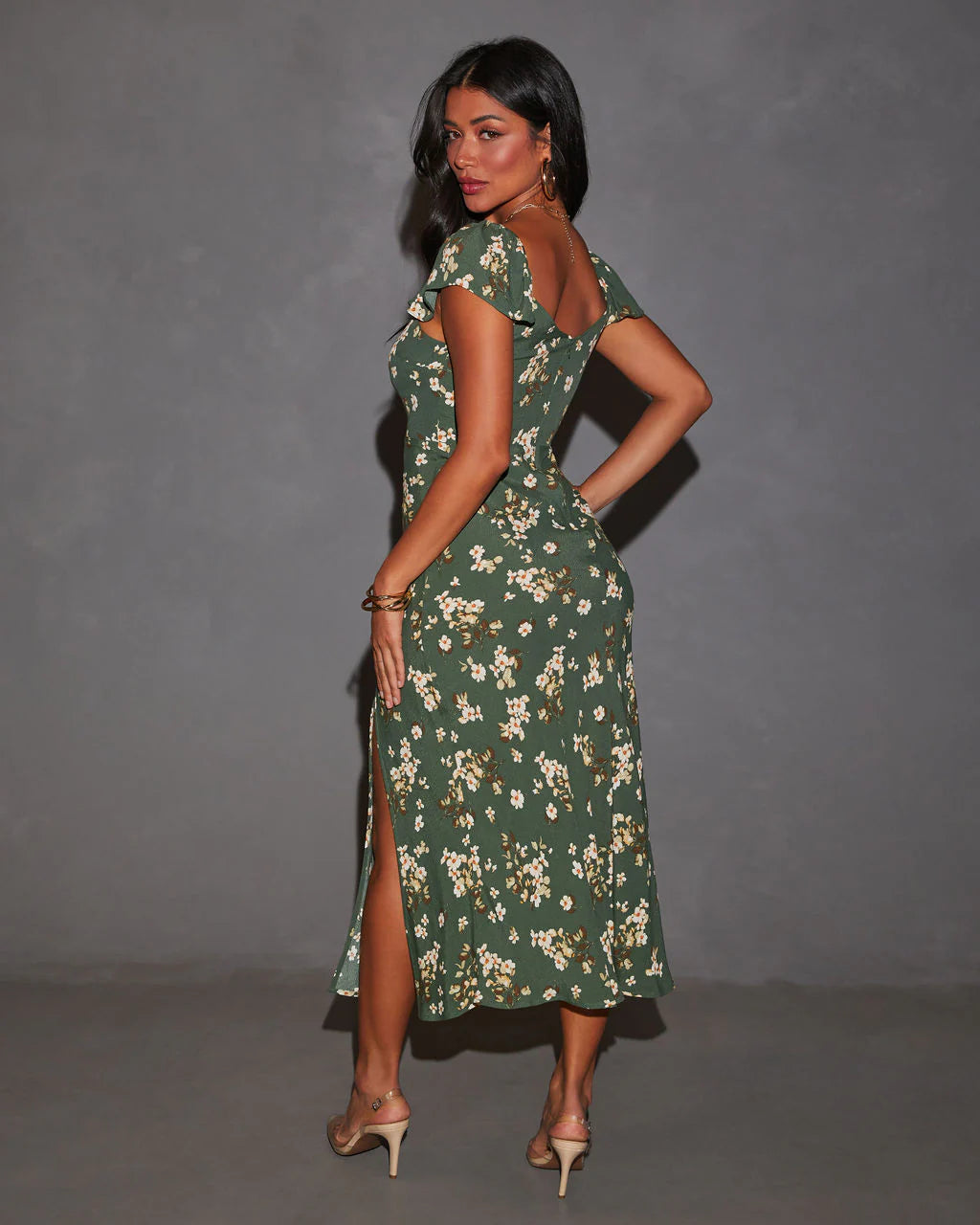 Solstice Frolic Floral Print Midi Dress